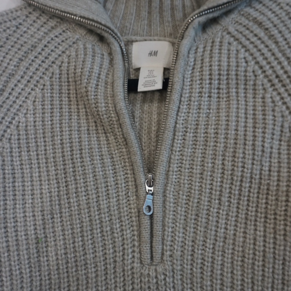 H&M Rib-knit Half-zip Sweater Gray
